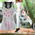 White Native American Hollow Tank Top and Legging Set