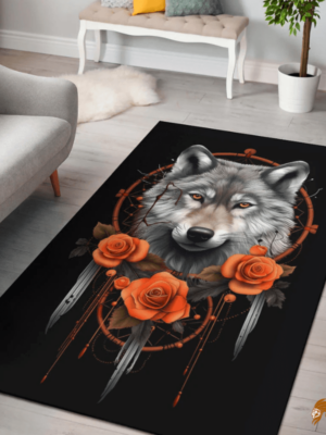 Wolf Art Print Pattern Native Area Rug
