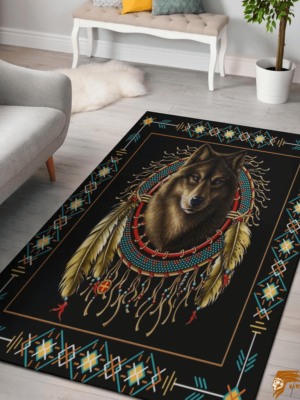 Wolf Warrior Dreamcatcher Native American Outdoor Rug for an Inspired Space