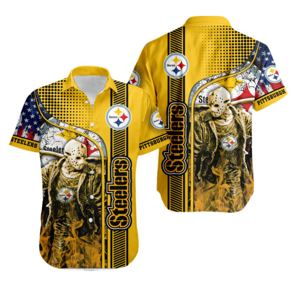 Sport-Team Pittsburgh Steelers Jason Vorhees US Flag Hawaiian Shirt Summer Aloha Shirt