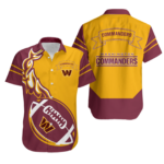 Sport-Team Washington Commanders Custom Name Yellow Brown Rugby Ball Hawaiian Shirt Sport Team Aloha Shirt