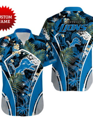Sport-Team Detroit Lions Custom Name Flower Summer Tropical Hawaiian Shirt Sport Team Aloha Shirt