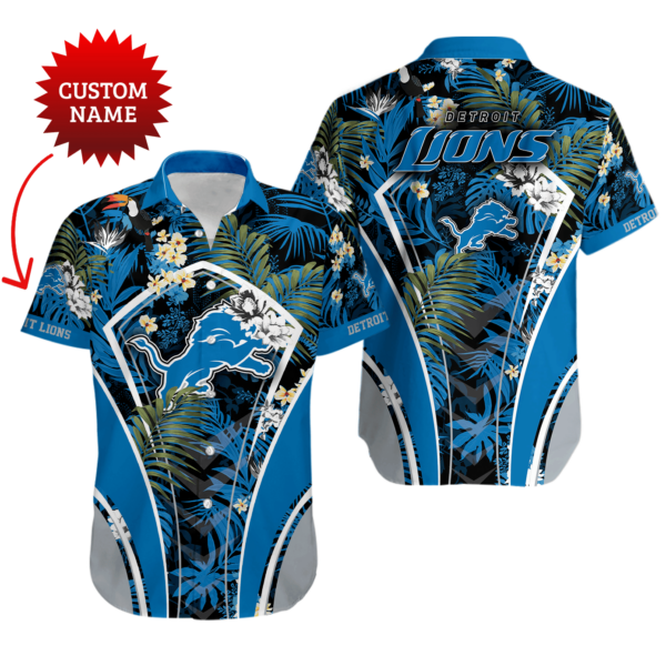 Sport-Team Detroit Lions Custom Name Flower Summer Tropical Hawaiian Shirt Sport Team Aloha Shirt