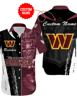Sport-Team Washington Commanders Custom Name Special Half Tone Mascot Hawaiian Shirt Sport Team Aloha Shirt