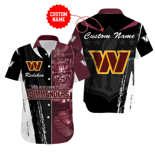 Sport-Team Washington Commanders Custom Name Special Half Tone Mascot Hawaiian Shirt Sport Team Aloha Shirt