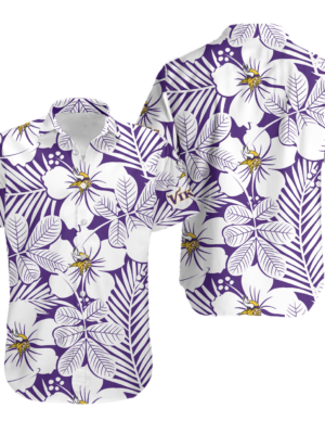 Sport-Team Minnesota Vikings White Flowers Purple Hawaiian Shirt Men Women Aloha Shirt
