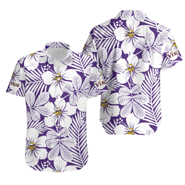 Sport-Team Minnesota Vikings White Flowers Purple Hawaiian Shirt Men Women Aloha Shirt