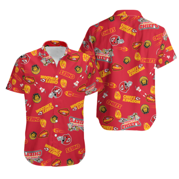 Sport-Team Kansas City Chiefs Red Bundle Icons Hawaiian Shirt Summer Aloha Shirt