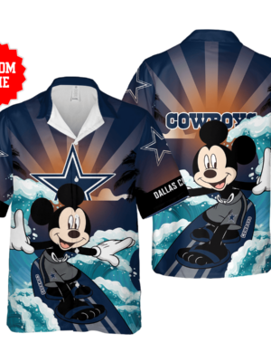 Sport-Team Dallas Cowboys Custom Name Mickey Mouse Surf Hawaiian Shirt Men Women Aloha Shirt