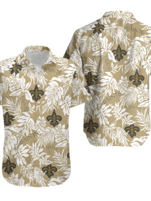 Sport-Team New Orleans Saints Custom Name Tropical Leafs Hawaiian Shirt Sport Team Aloha Shirt