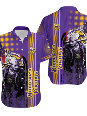 Sport-Team Minnesota Vikings Horror Halloween Night Hawaiian Shirt Men Women Aloha Shirt