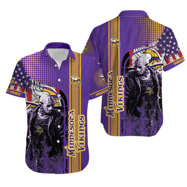 Sport-Team Minnesota Vikings Horror Halloween Night Hawaiian Shirt Men Women Aloha Shirt
