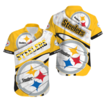 White Yellow Sport-Team Pittsburgh Steelers Logo, Steelers Hawaiian Shirt - Perfect Gifts For Your Loved Ones