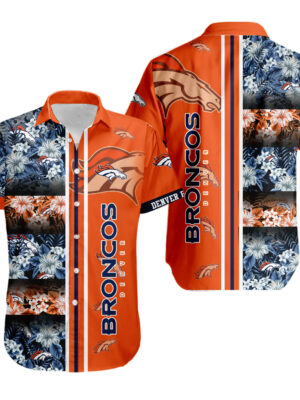 Sport-Team Denver Broncos Tropical Flowers Orange Hawaiian Shirt Men Women Aloha Shirt