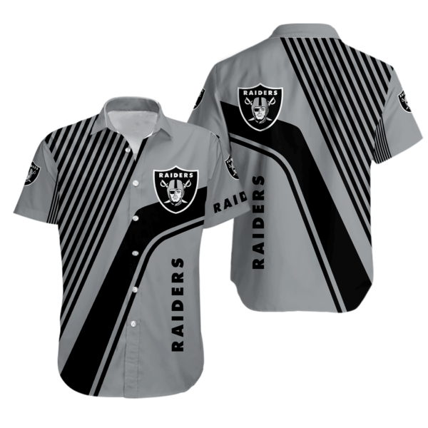 Sport-Team Las Vegas Raiders Silver Black Hawaiian Shirt Men Women Aloha Shirt