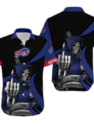 Sport-Team Buffalo Bills Black Royal Blue Skull Hawaiian Shirt Men Women Aloha Shirt