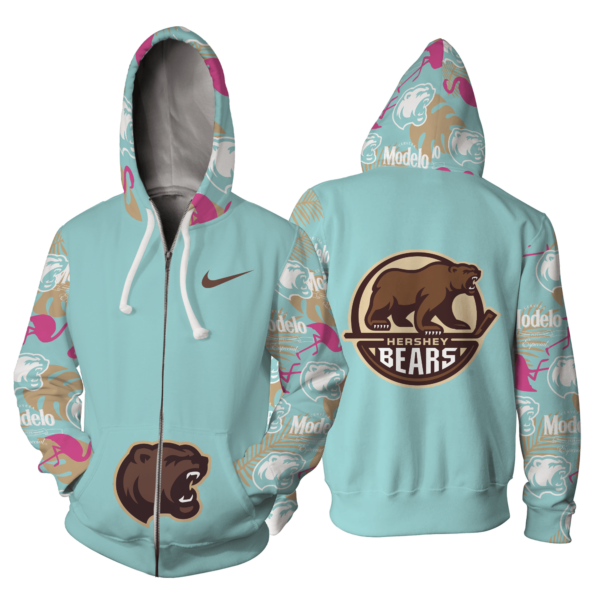 Hershey Bears x Corona Modelo Hawaiian New Edition For Fans Hoodie - Zip Hoodie 3D AOP Shirt