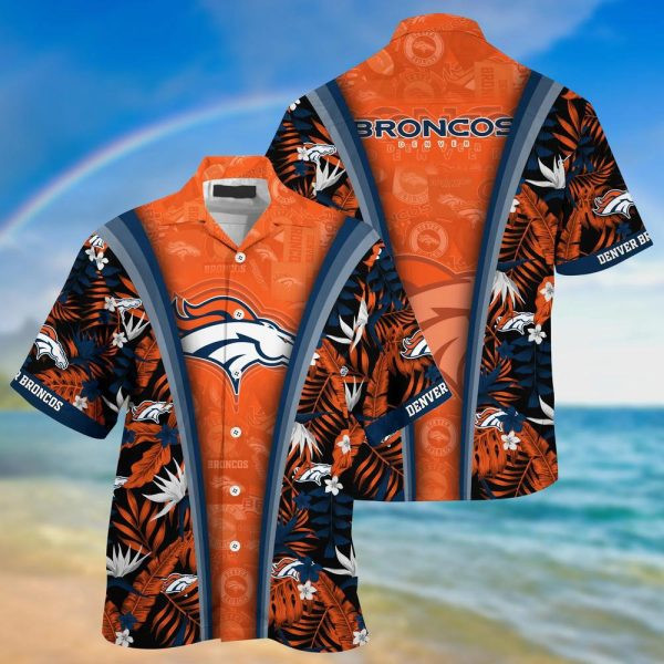 Sport-Team Denver Broncos Orange Navy Blue Hawaiian Shirt V2 Summer Aloha Shirt