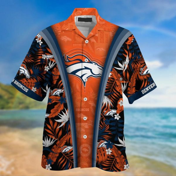 Sport-Team Denver Broncos Orange Navy Blue Hawaiian Shirt V2 Summer Aloha Shirt