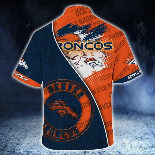 Sport-Team Denver Broncos Orange Navy Blue Hawaiian Shirt V2 Summer Aloha Shirt