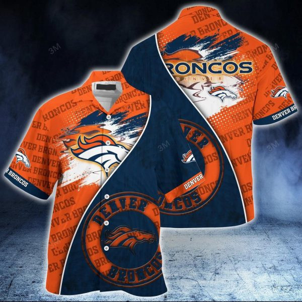 Sport-Team Denver Broncos Orange Navy Blue Hawaiian Shirt V2 Summer Aloha Shirt