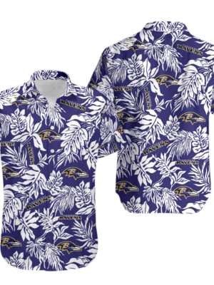 Sport-Team Baltimore Ravens Tropical Leafs Hawaiian Shirt Summer Aloha Shirt