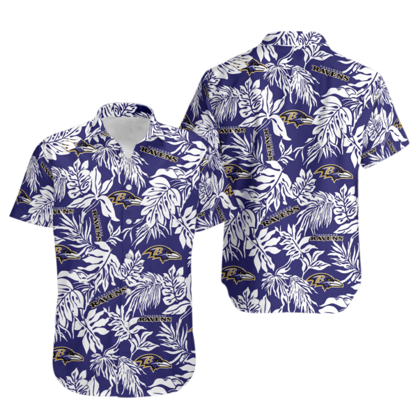 Sport-Team Baltimore Ravens Tropical Leafs Hawaiian Shirt Summer Aloha Shirt