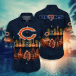 Sport-Team Chicago Bears Guitar Pineapple In Dark Blue Hawaiian Shirt Summer Aloha Shirt
