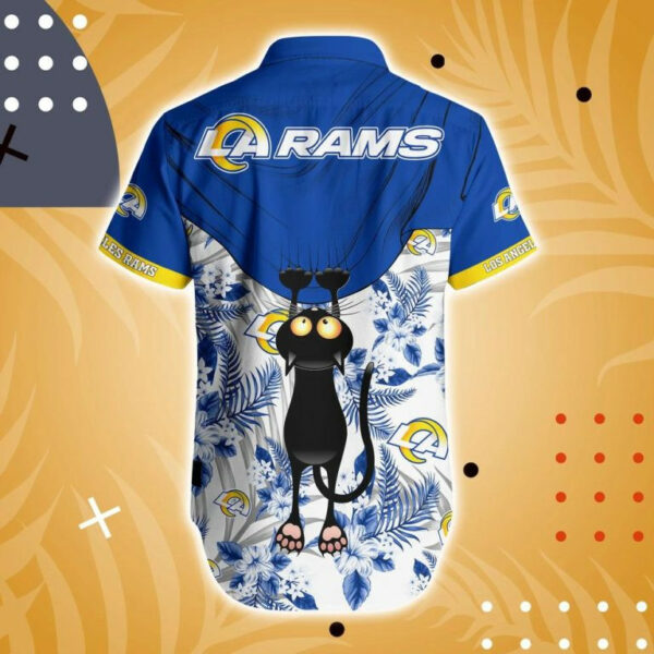 Sport-Team Los Angeles Rams Black Cat Graphic Hawaiian Shirt Summer Aloha Shirt