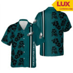 Sport-Team Philadelphia Eagles Green Flower Black Hawaiian Shirt Summer Aloha Shirt