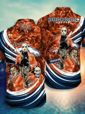 Sport-Team Denver Broncos Halloween Orange Hawaiian Shirt Summer Aloha Shirt