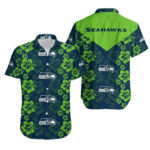 Sport-Team Seattle Seahawks Navy Green Hawaiian Shirt Summer Aloha Shirt