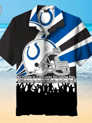 Sport-Team Indianapolis Colts Black Blue Helmet Hawaiian Shirt Summer Aloha Shirt