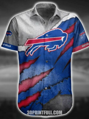 Sport-Team Buffalo Bills Grey Blue Red Lightning Hawaiian Shirt Summer Aloha Shirt