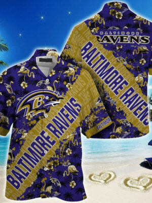 Sport-Team Baltimore Ravens Purple Gold Hawaiian Shirt V2 Summer Aloha Shirt