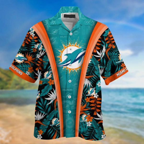 Sport-Team Miami Dolphins Aqua Black Hawaiian Shirt Summer Aloha Shirt