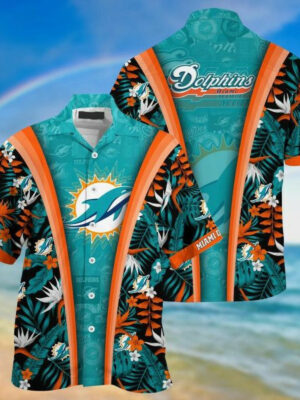 Sport-Team Miami Dolphins Aqua Black Hawaiian Shirt Summer Aloha Shirt