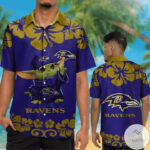 Sport-Team Baltimore Ravens Baby Yoda Purple Hawaiian Shirt Summer Aloha Shirt