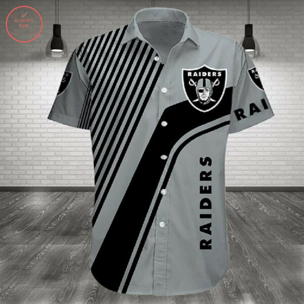 Sport-Team Las Vegas Raiders Silver Black Hawaiian Shirt Summer Aloha Shirt