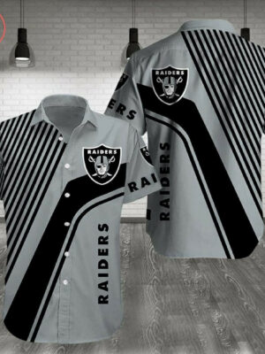 Sport-Team Las Vegas Raiders Silver Black Hawaiian Shirt Summer Aloha Shirt