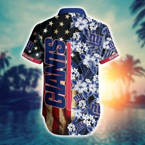 Sport-Team New York Giants America Flag Flowers Hawaiian Shirt Summer Aloha Shirt