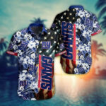 Sport-Team New York Giants America Flag Flowers Hawaiian Shirt Summer Aloha Shirt