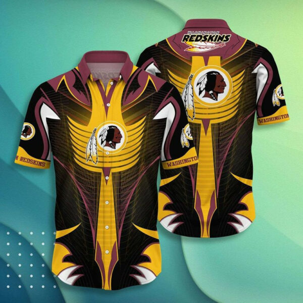 Sport-Team Washington Redskins Sleeve Button Down Samurai Hawaiian Shirt Summer Aloha Shirt