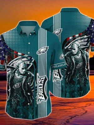 Sport-Team Philadelphia Eagles Jason Voorhees US Flag Hawaiian Shirt Summer Aloha Shirt