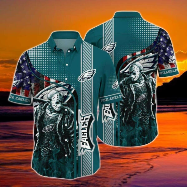 Sport-Team Philadelphia Eagles Jason Voorhees US Flag Hawaiian Shirt Summer Aloha Shirt