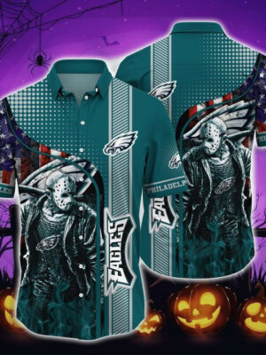 Sport-Team Philadelphia Eagles American Flag Halloween Hawaiian Shirt Summer Aloha Shirt