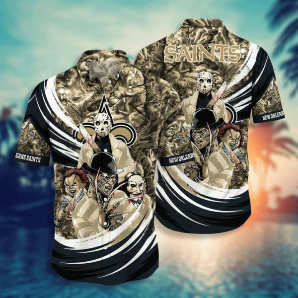 Sport-Team New Orleans Saints Horror Night Halloween Hawaiian Shirt Summer Aloha Shirt