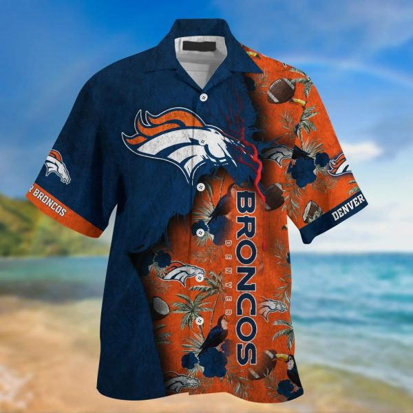 Sport-Team Denver Broncos Navy Blue Orange Hawaiian Shirt Summer Aloha Shirt