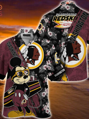 Sport-Team Washington Redskins Mickey And Floral Summer Hawaiian Shirt Summer Aloha Shirt