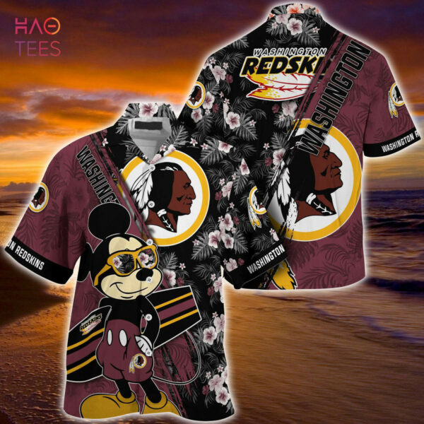 Sport-Team Washington Redskins Mickey And Floral Summer Hawaiian Shirt Summer Aloha Shirt